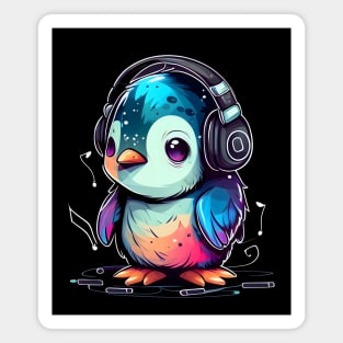 Baby Penguin with Headphones. Magnet